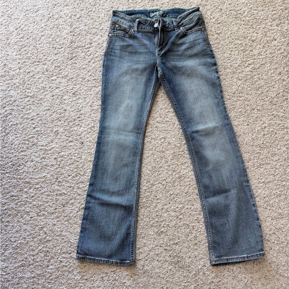 Wrangler Women's Washed Blue Boot Cut Jeans with Embroidered Back Pocket